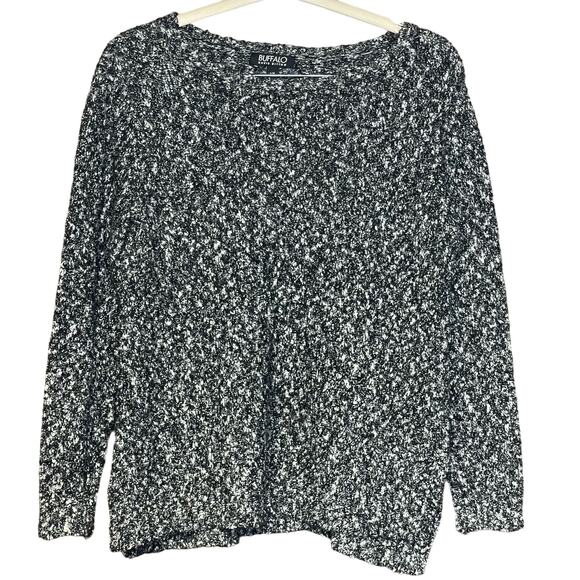 David Bitton BUFFALO wool blend sweater black white lightweight women’s size L - Picture 1 of 5